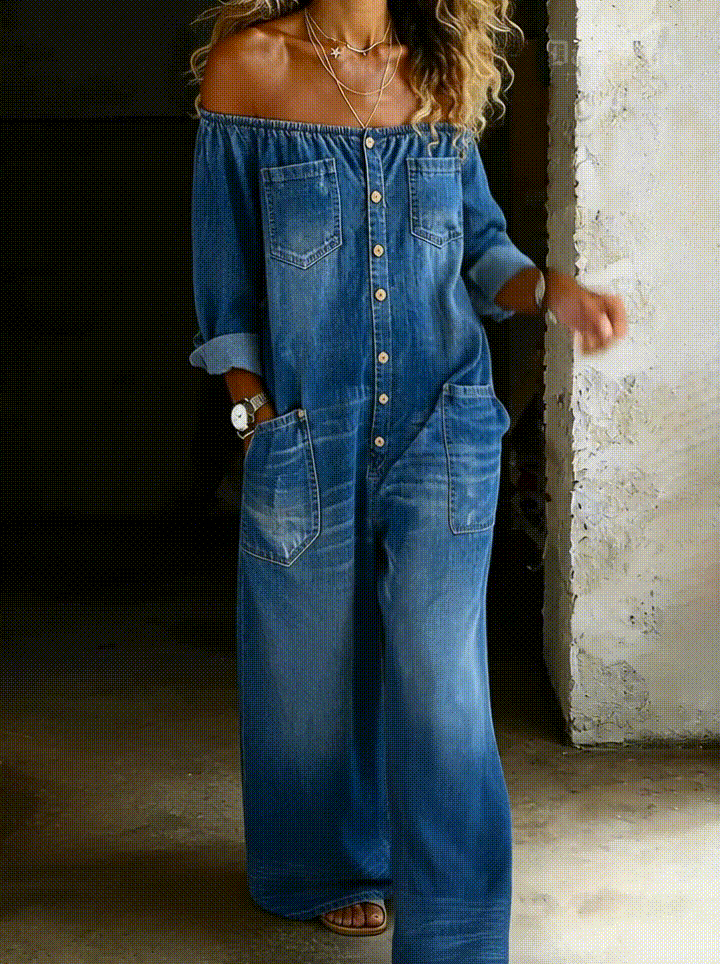 Elena™ | Mono denim de hombros descubiertos