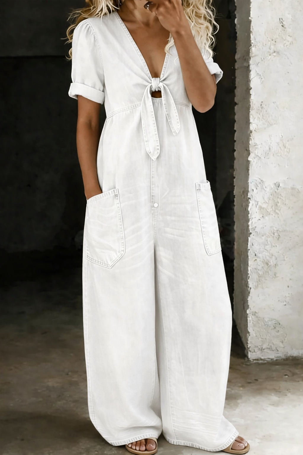 Maya™ | Mono denim con escote en V