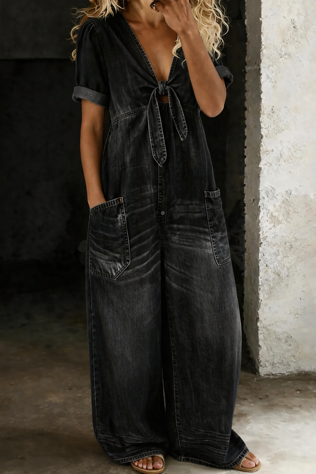 Maya™ | Mono denim con escote en V