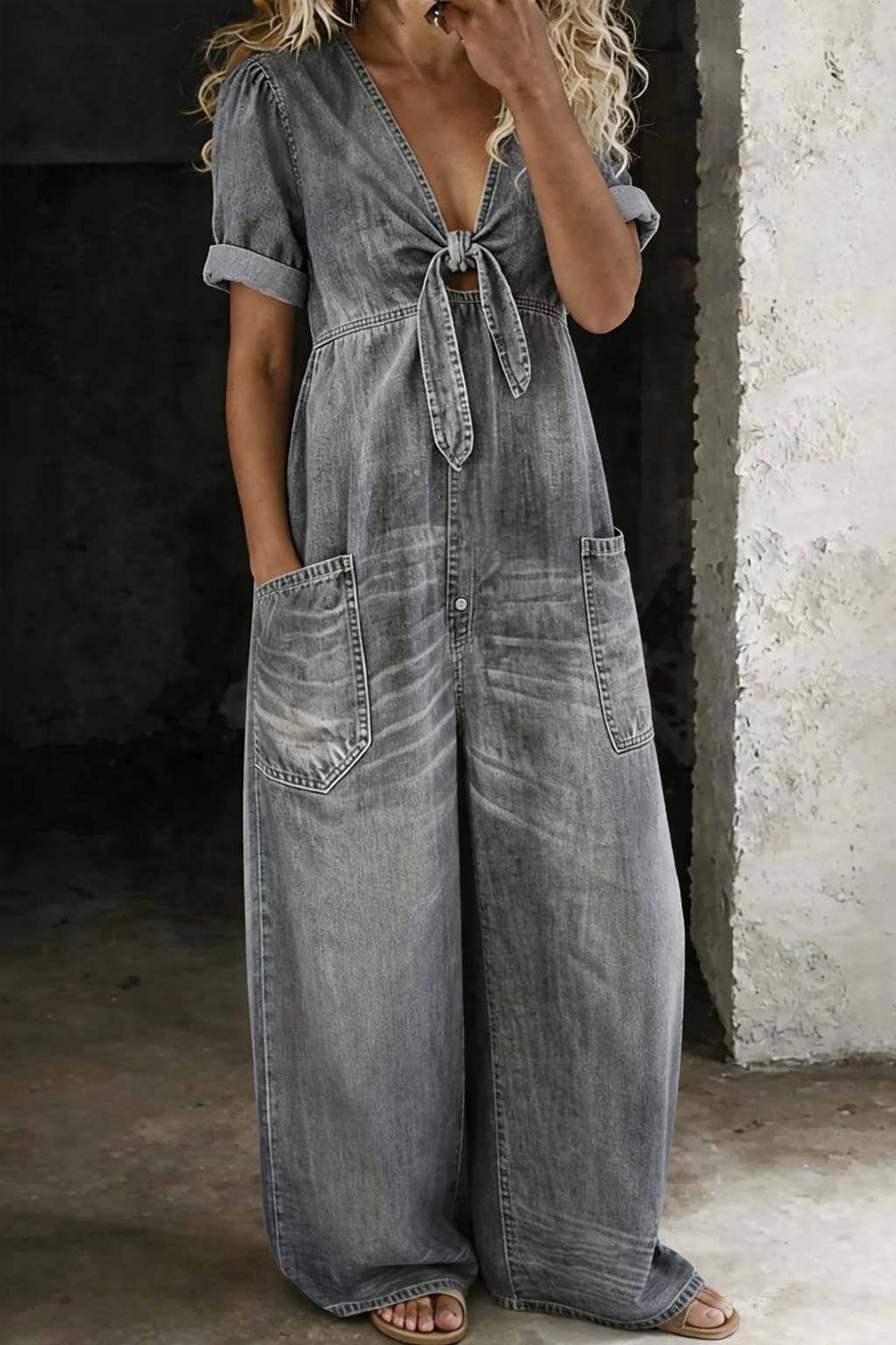 Maya™ | Mono denim con escote en V