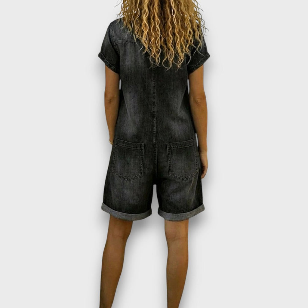 Joan™ | Peto corto de algodón con efecto denim