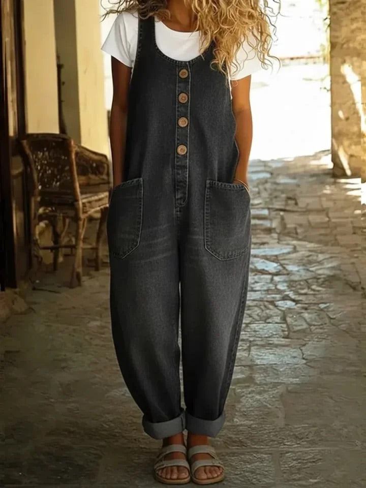 Ruth™ | Peto de denim de algodón lavado vintage