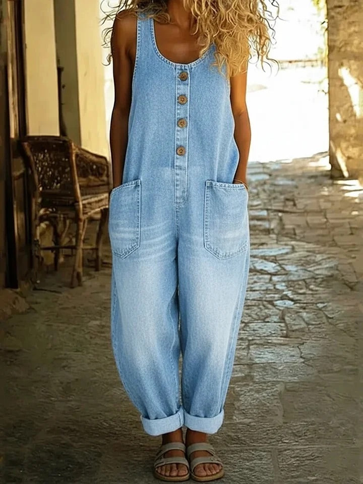 Ruth™ | Peto de denim de algodón lavado vintage
